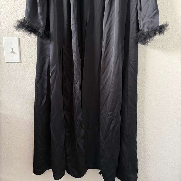 For Love And Lemons Black Silky Longline Slit Robe Whimsigoth Dark Romantic XL - Picture 4 of 12
